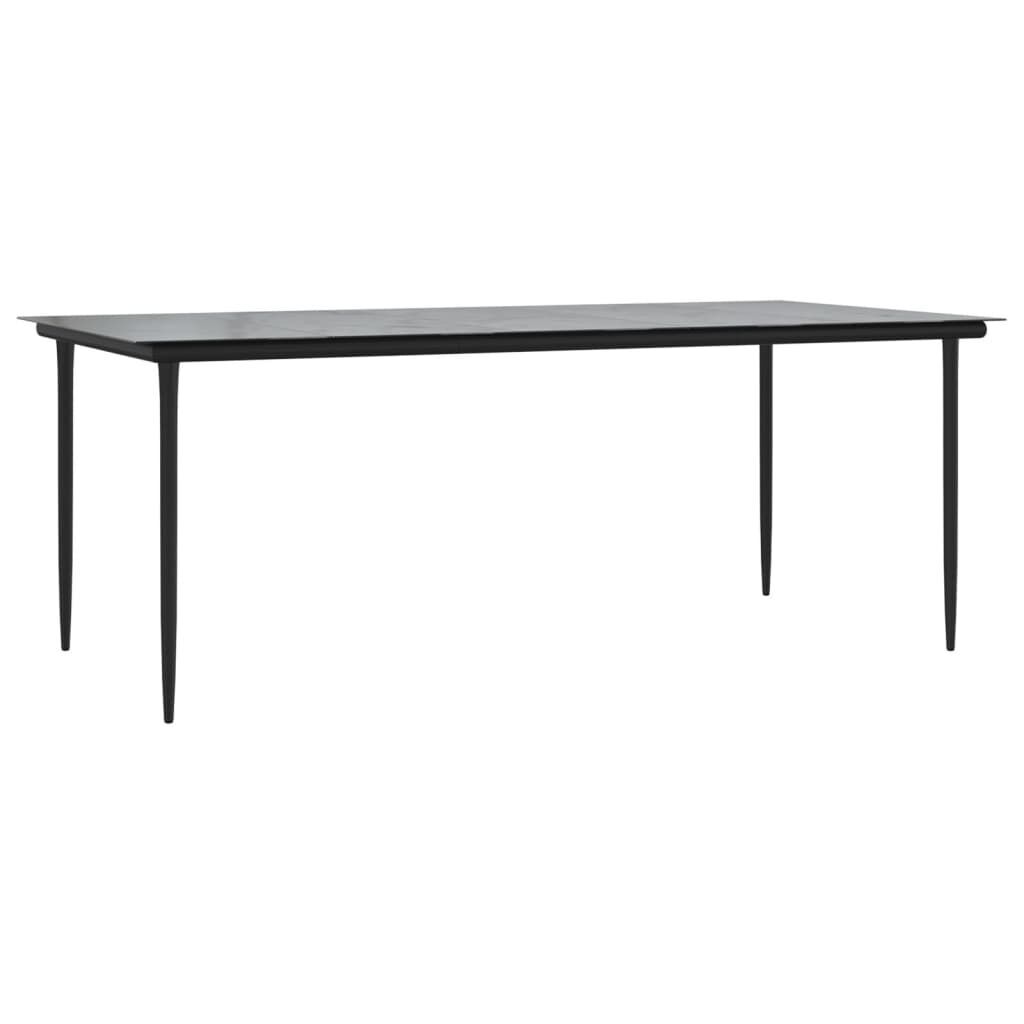 9 Piece Garden Dining Set Grey and Black Poly Rattan and Steel Price