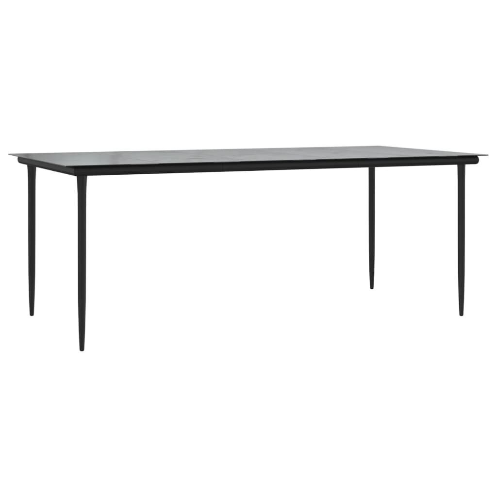 7 Piece Garden Dining Set Grey and Black Poly Rattan and Steel Price