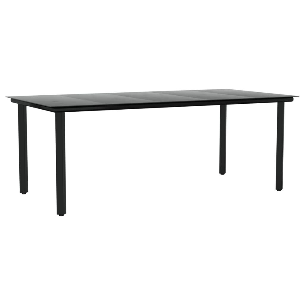 7 Piece Garden Dining Set Grey and Black Poly Rattan and Steel Price