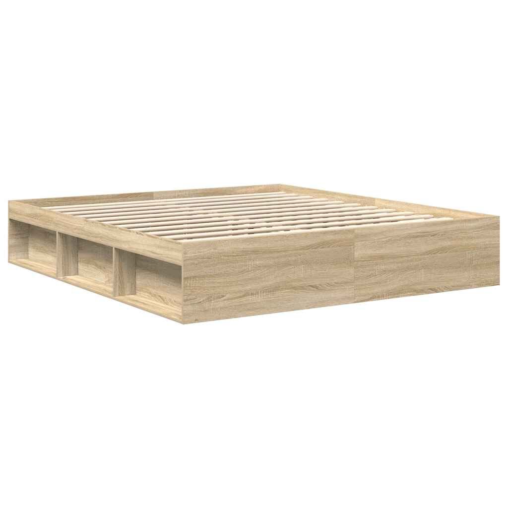 Bed Frame without Mattress Sonoma Oak 183x203 cm King Price