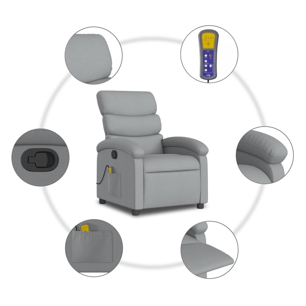 Massage Recliner Chair Light Grey Fabric Price