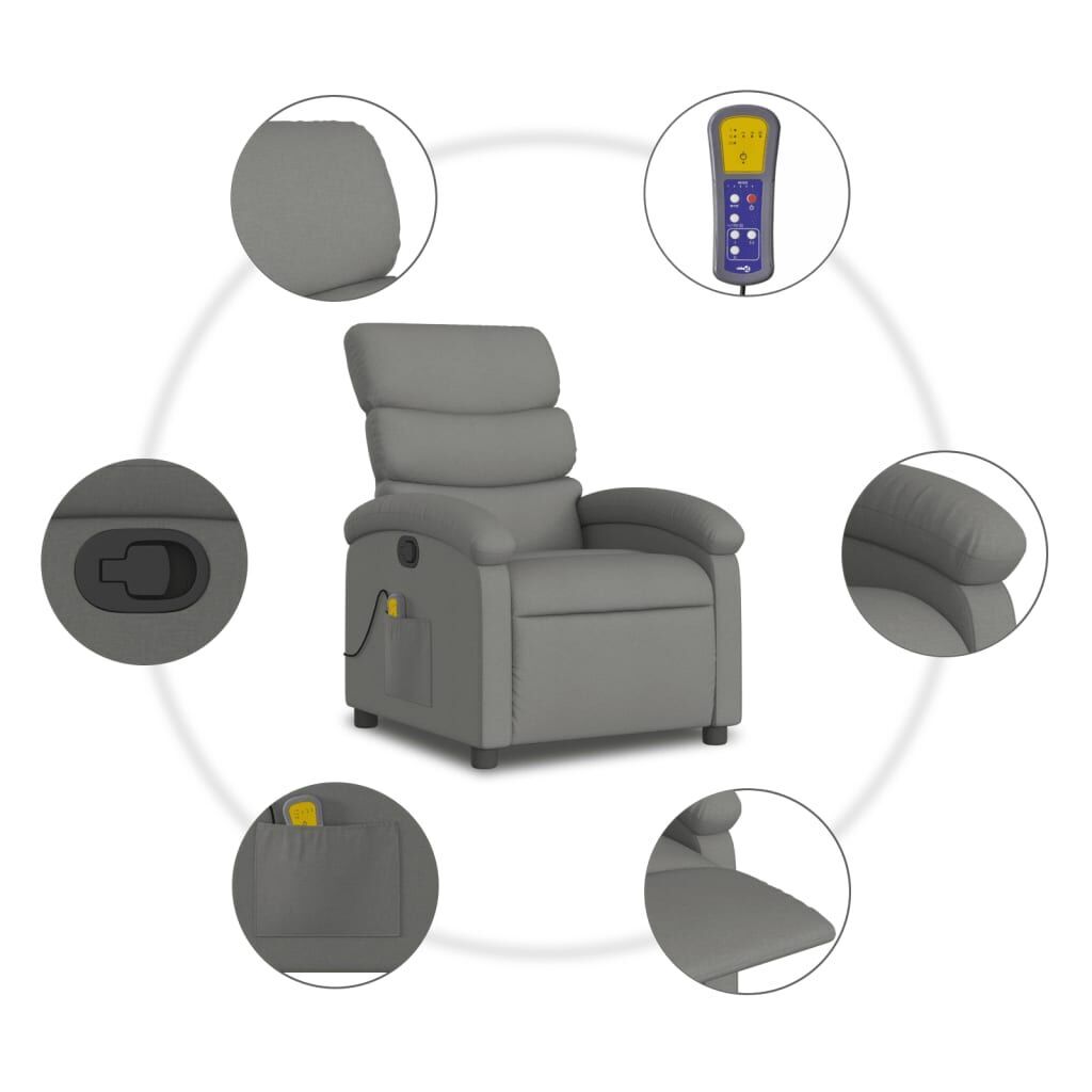 Massage Recliner Chair Dark Grey Fabric Price