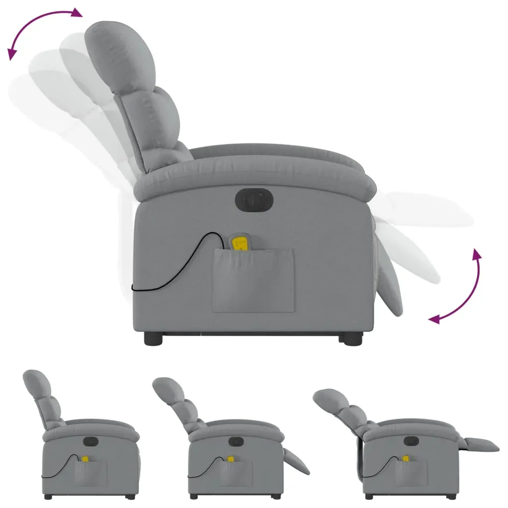 Electric Stand up Massage Recliner Chair Light Grey Fabric Price