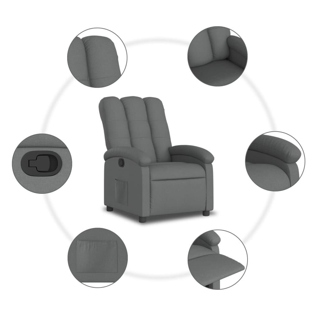 Recliner Chair Dark Grey Fabric Price