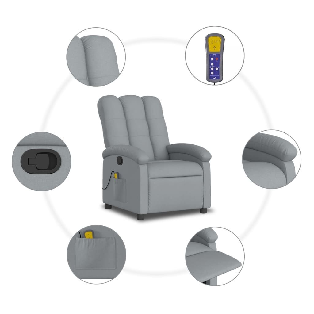 Massage Recliner Chair Light Grey Fabric Price