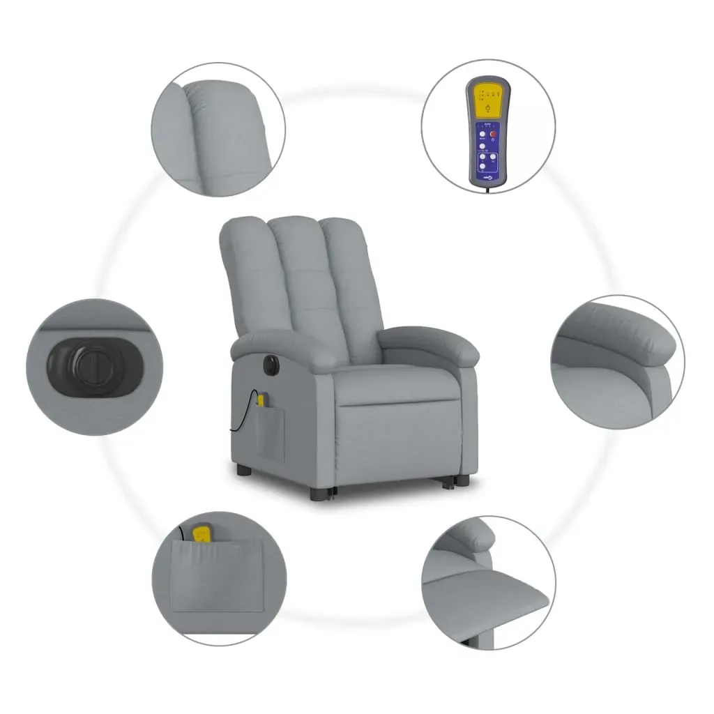 Electric Stand up Massage Recliner Chair Light Grey Fabric Price