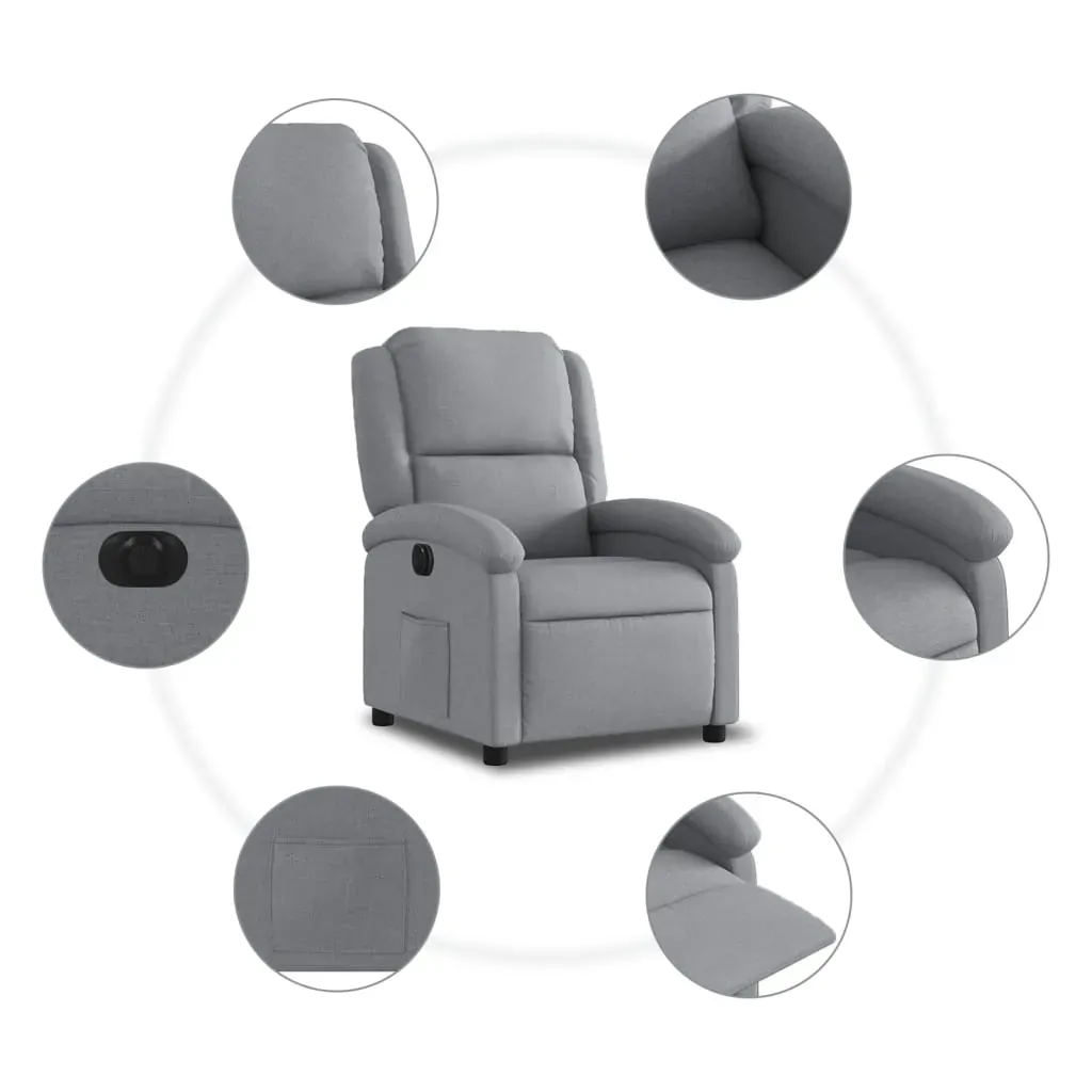 Electric Recliner Chair Light Grey Fabric Price