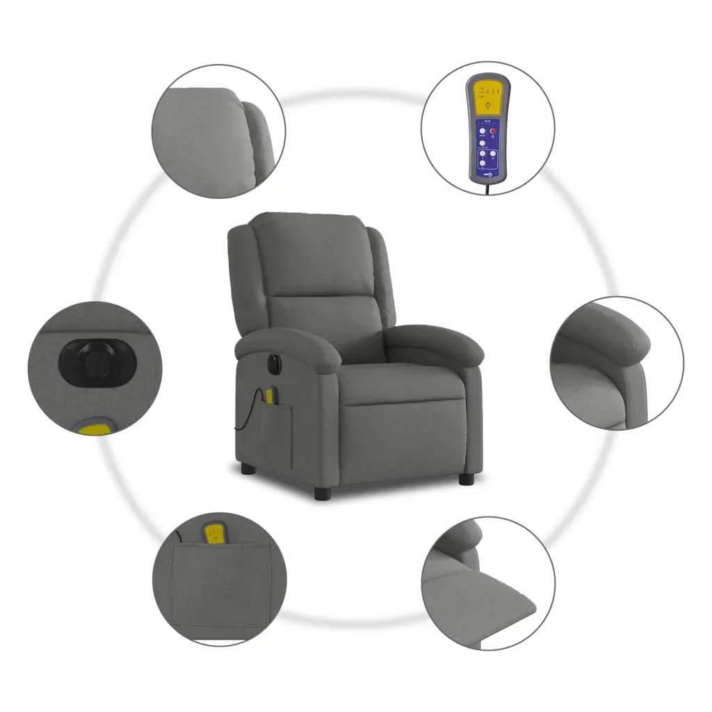 Electric Massage Recliner Chair Dark Grey Fabric Price