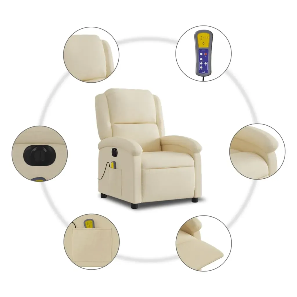 Electric Massage Recliner Chair Cream Fabric Price