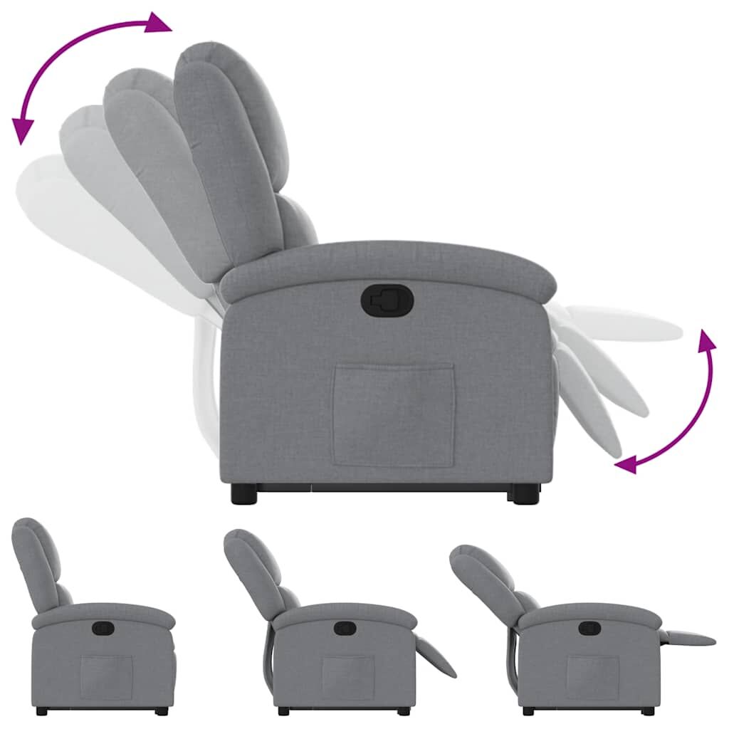 Stand up Recliner Chair Light Grey Fabric Price