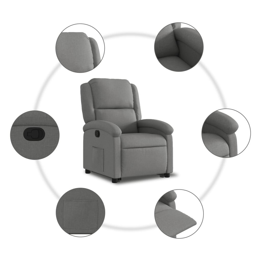 Stand up Recliner Chair Dark Grey Fabric Price