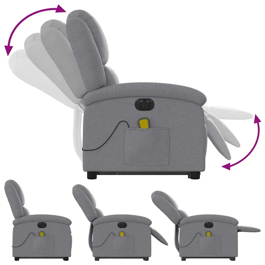Electric Stand up Massage Recliner Chair Light Grey Fabric Price