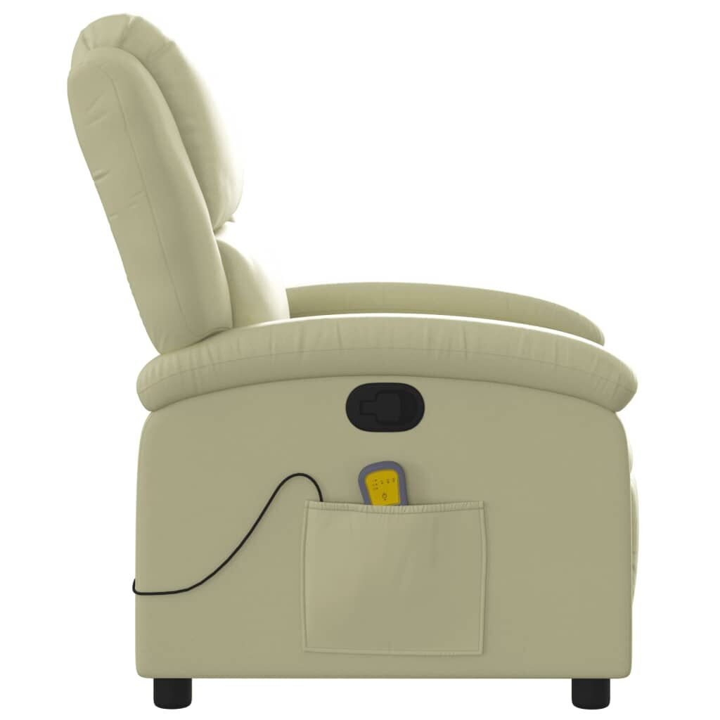 Massage Recliner Chair Cream Real Leather Price