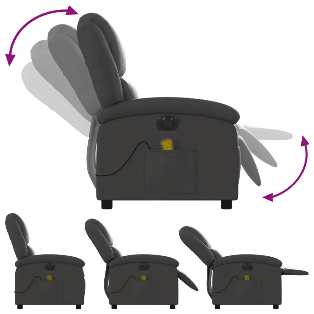 Electric Massage Recliner Chair Grey Real Leather Price