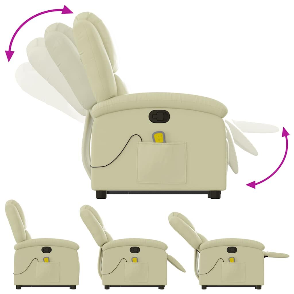Stand up Massage Recliner Chair Cream Real Leather Price