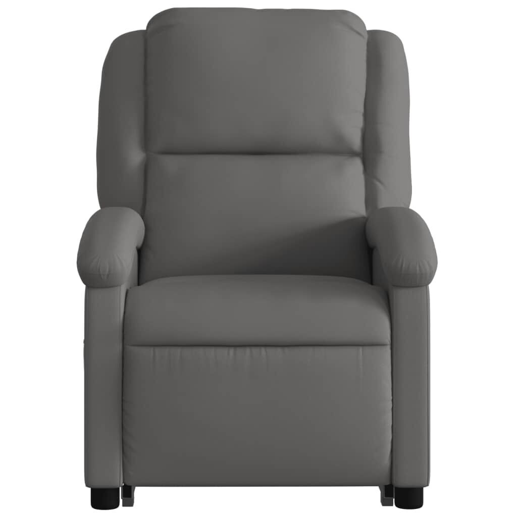 Stand up Massage Recliner Chair Grey Real Leather Price