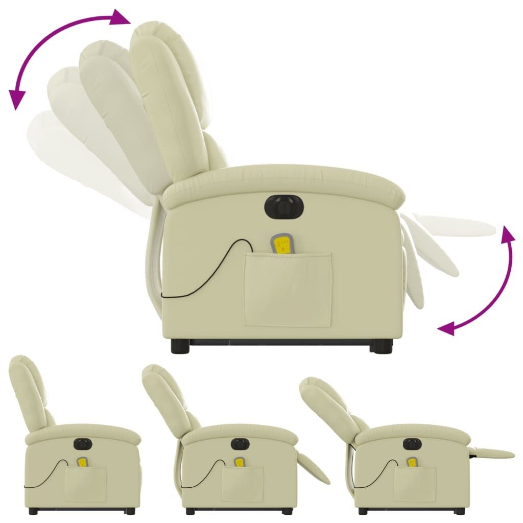 Electric Stand up Massage Recliner Chair Cream Real Leather Price