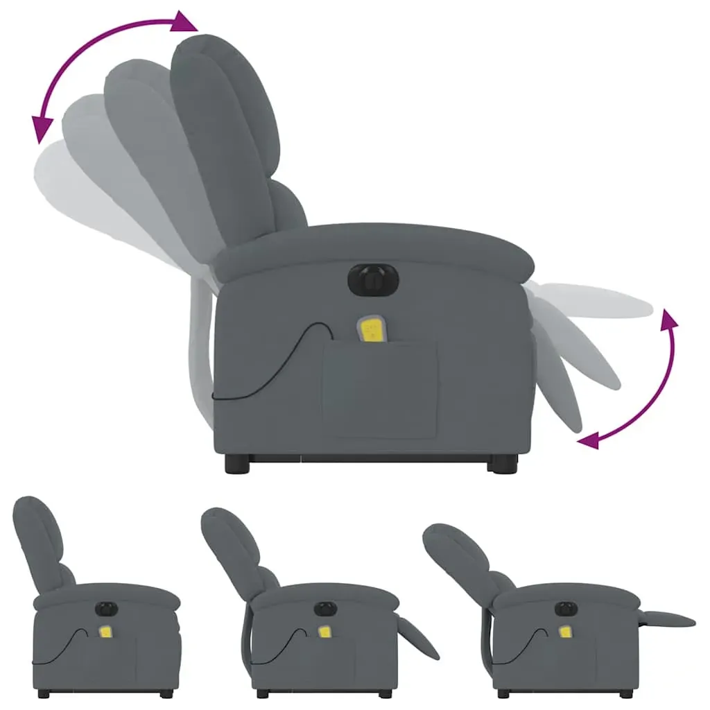 Electric Stand up Massage Recliner Chair Dark Grey Velvet Price