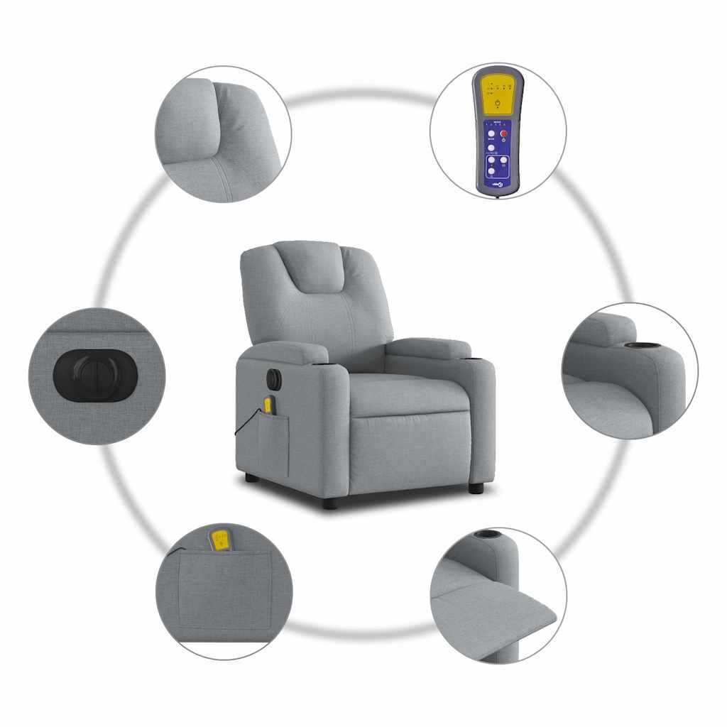 Electric Massage Recliner Chair Light Grey Fabric Price