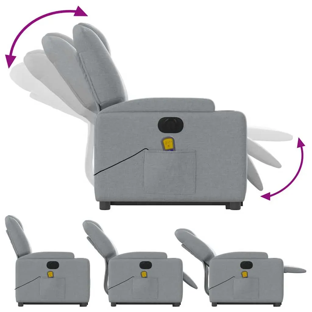 Electric Stand up Massage Recliner Chair Light Grey Fabric Price