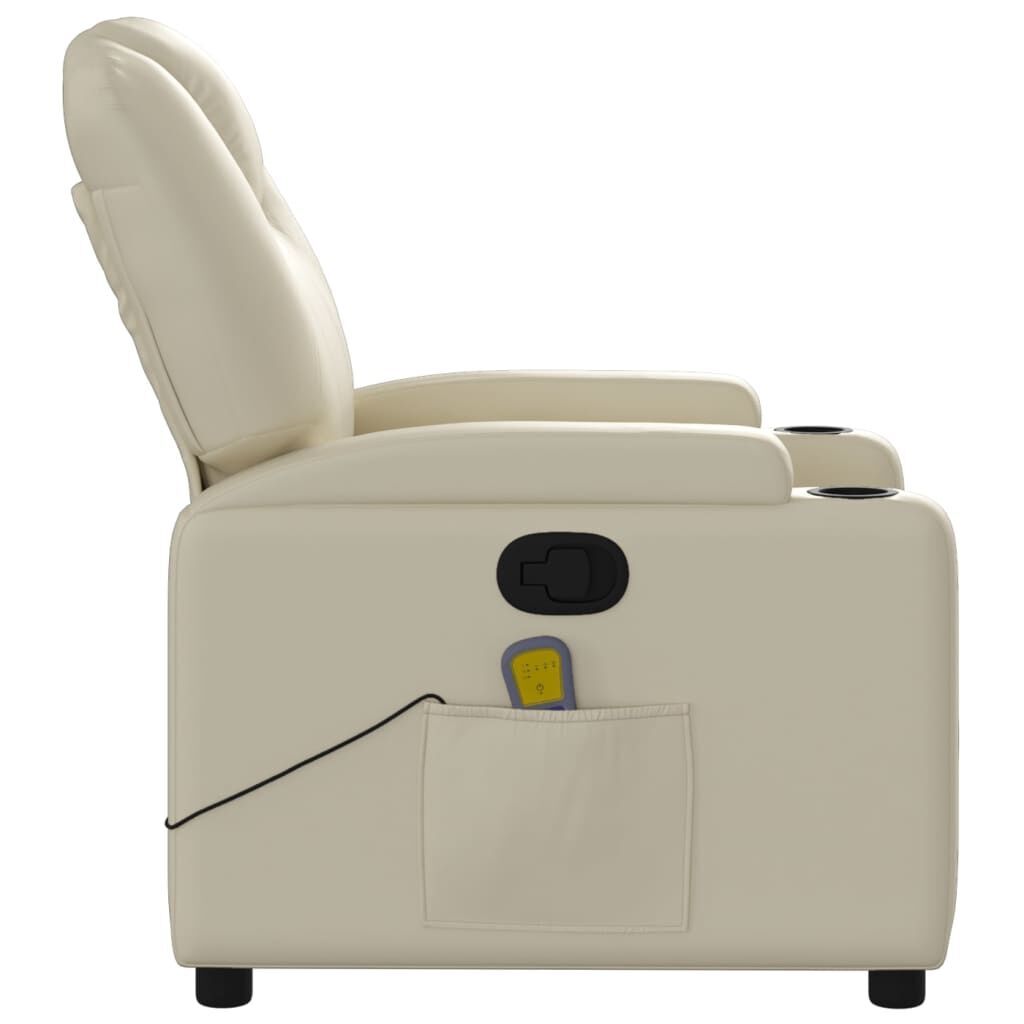 Massage Recliner Chair Cream Faux Leather Price