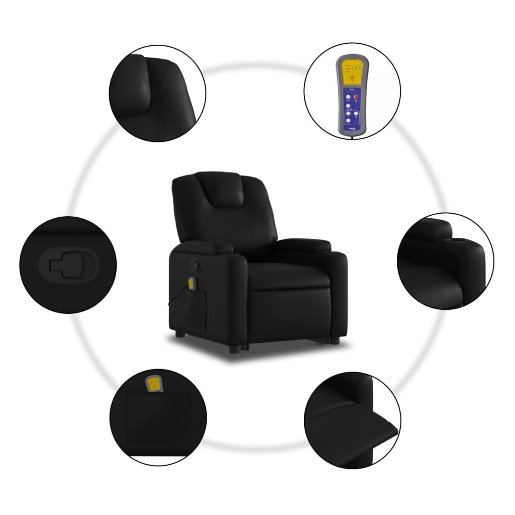 Stand up Massage Recliner Chair Black Faux Leather Price