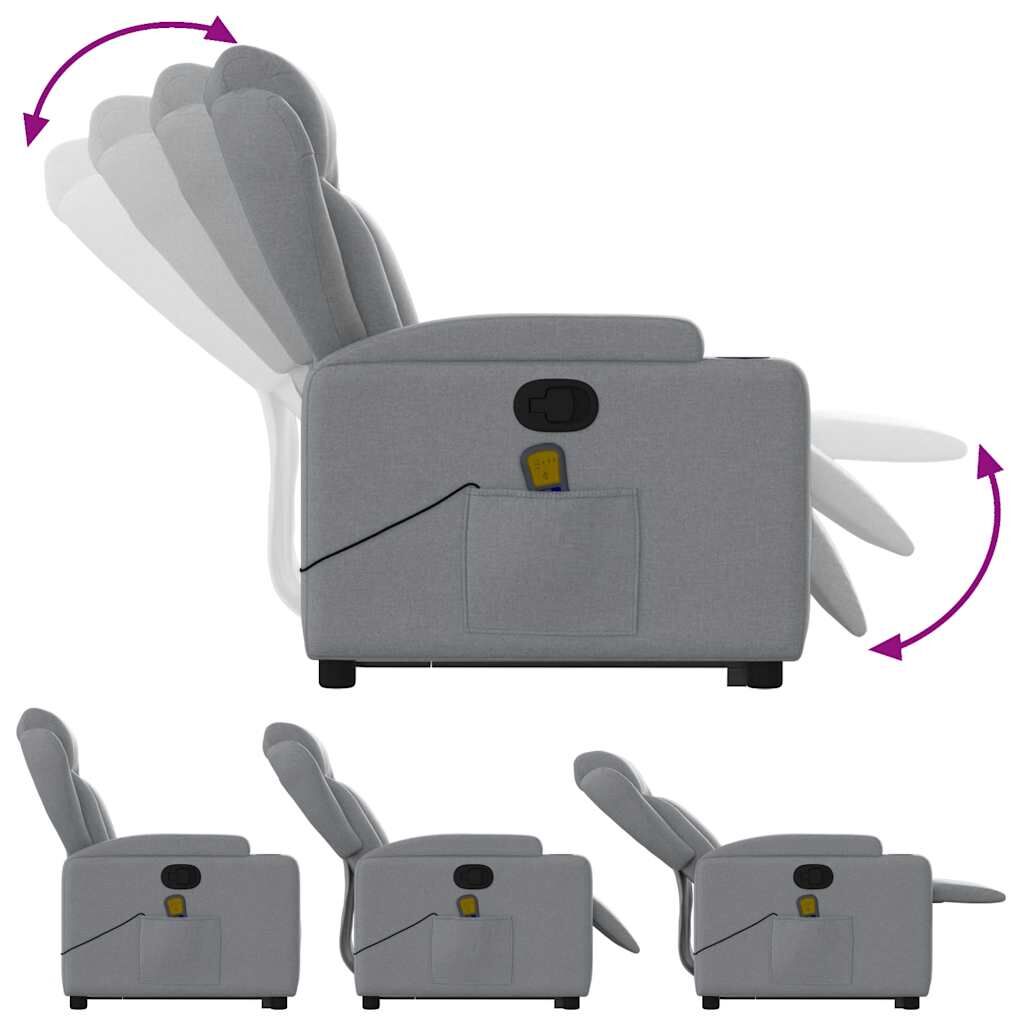 Stand up Massage Recliner Chair Light Grey Fabric Price