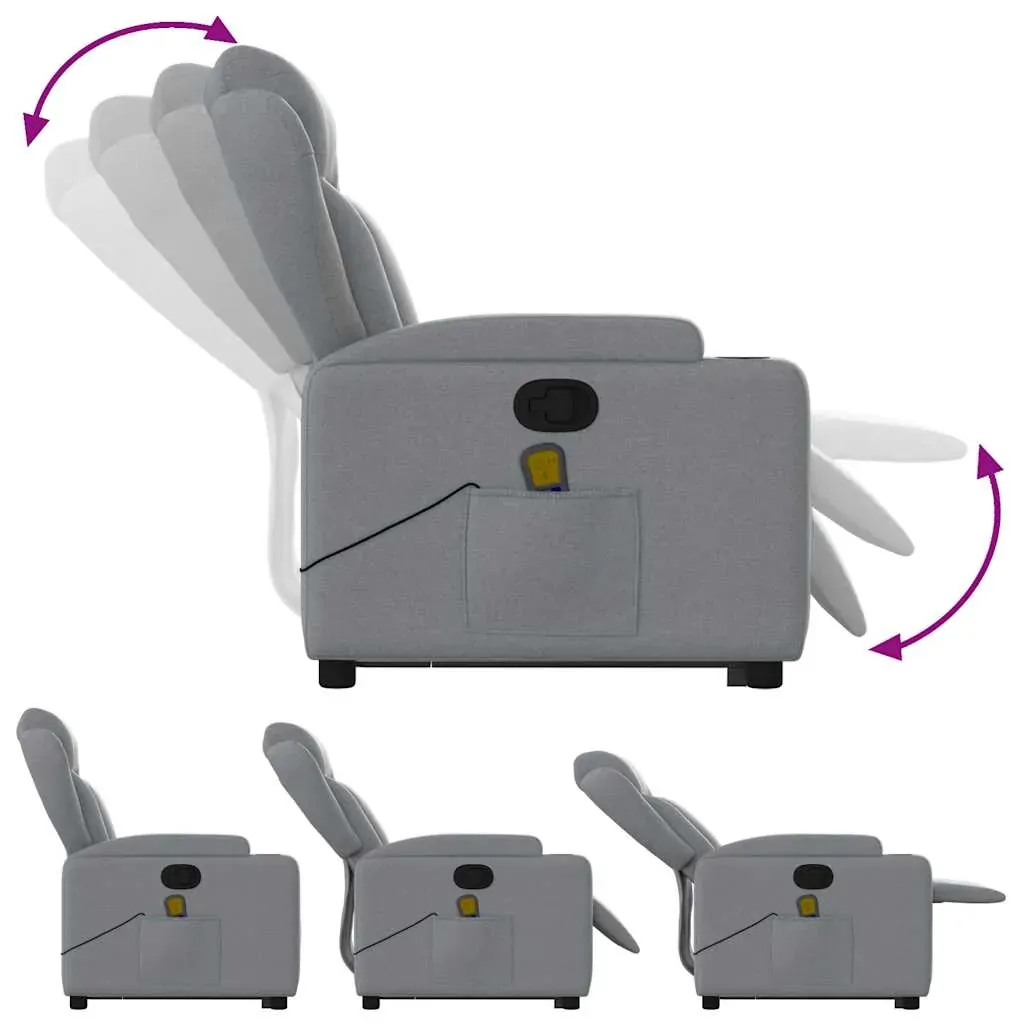 Stand up Massage Recliner Chair Light Grey Fabric Price