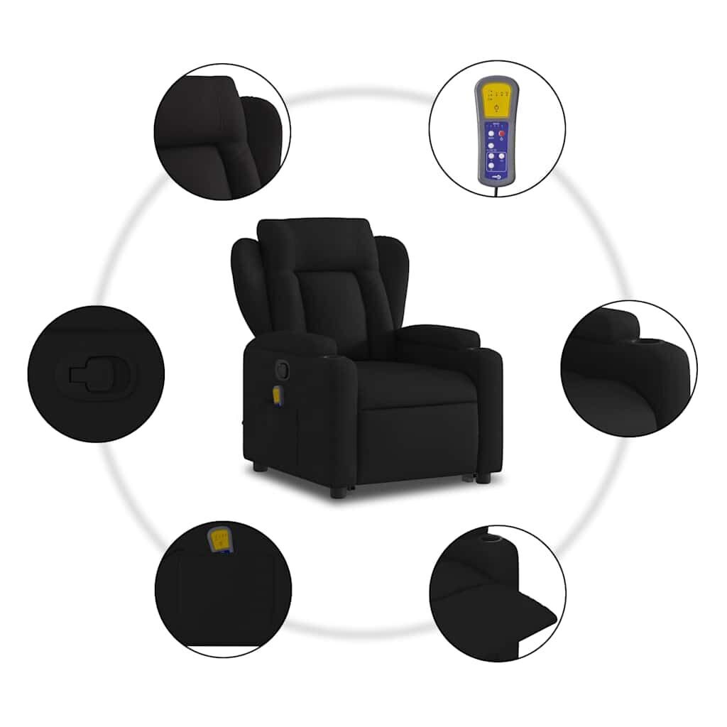Stand up Massage Recliner Chair Black Fabric Price