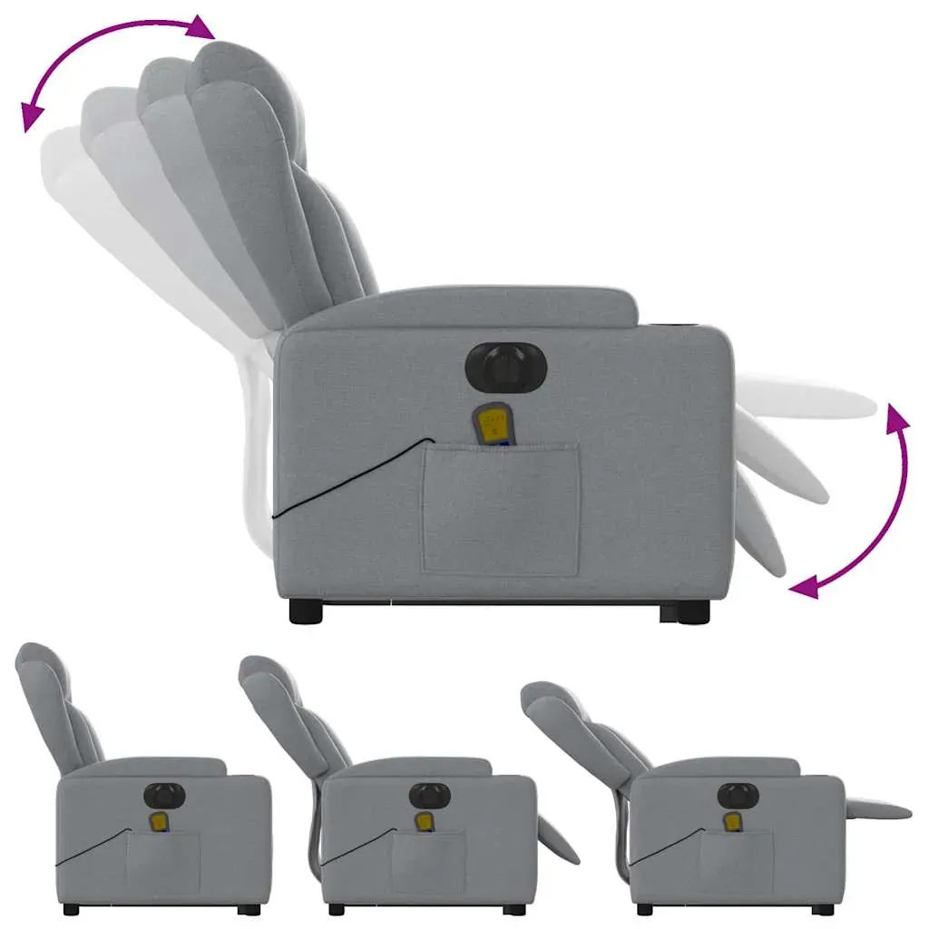 Electric Stand up Massage Recliner Chair Light Grey Fabric Price