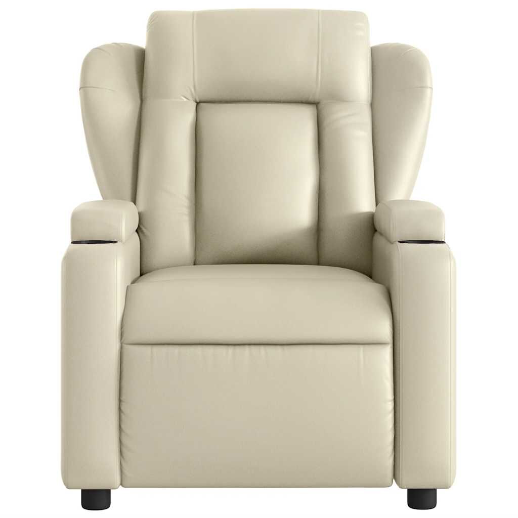 Massage Recliner Chair Cream Faux Leather Price