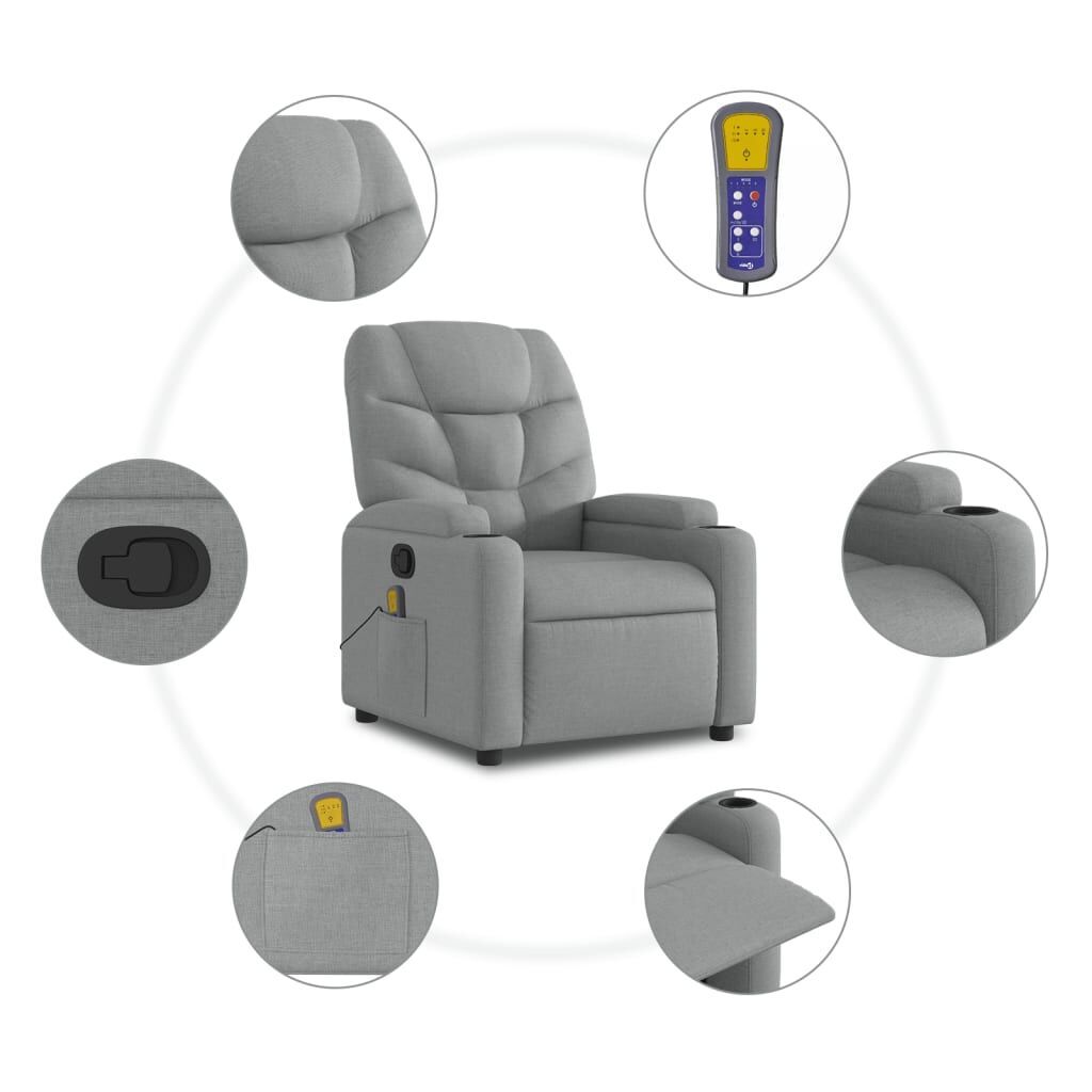 Stand up Massage Recliner Chair Light Grey Fabric Price