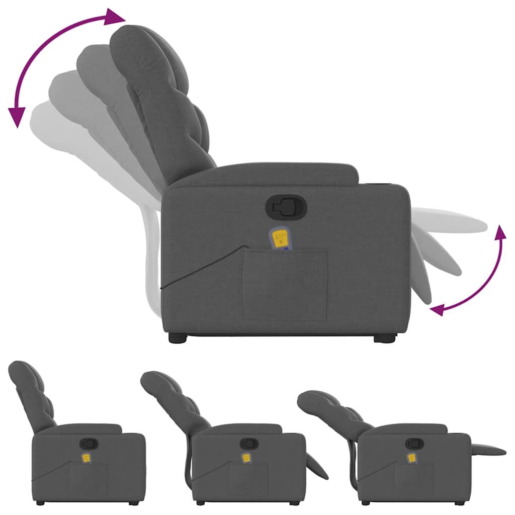 Stand up Massage Recliner Chair Dark Grey Fabric Price