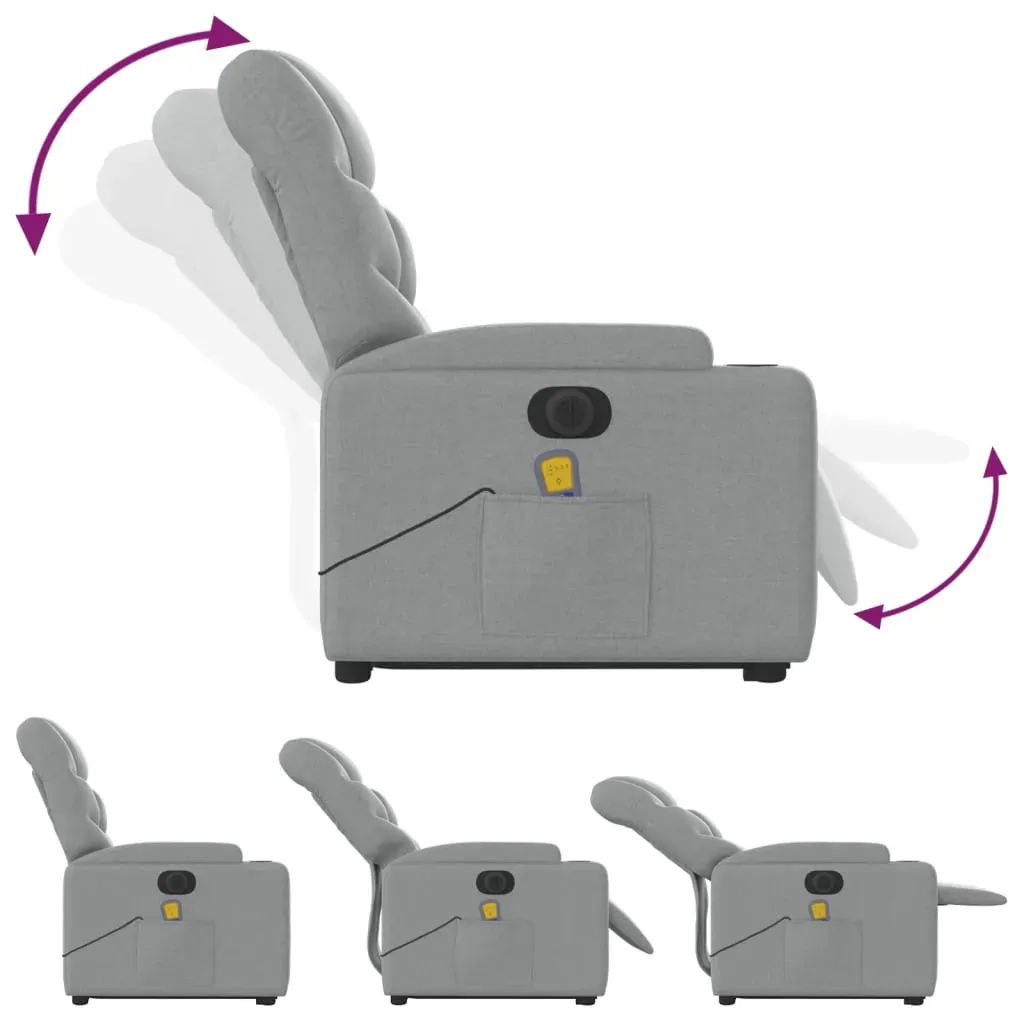 Electric Stand up Massage Recliner Chair Light Grey Fabric Price