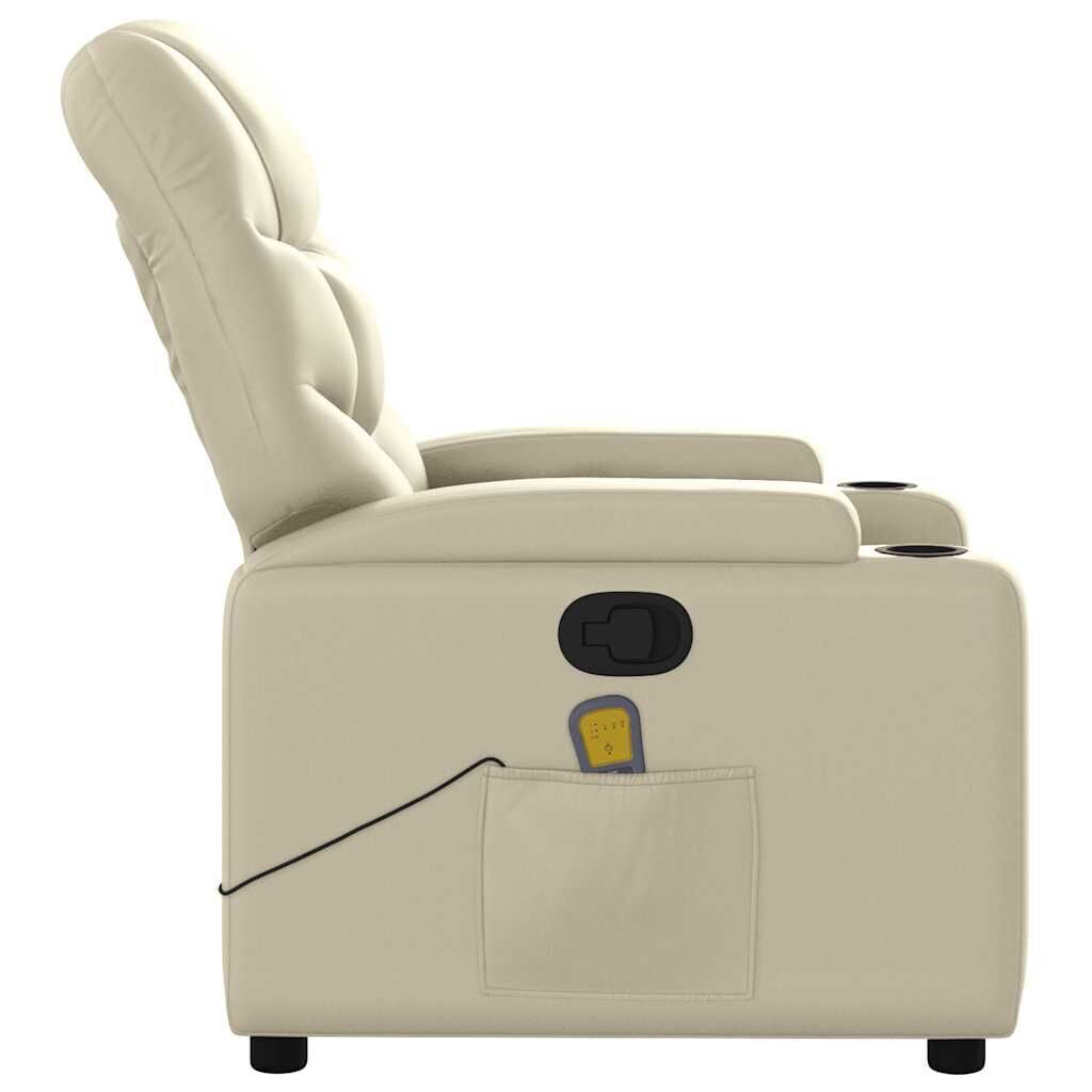 Massage Recliner Chair Cream Faux Leather Price