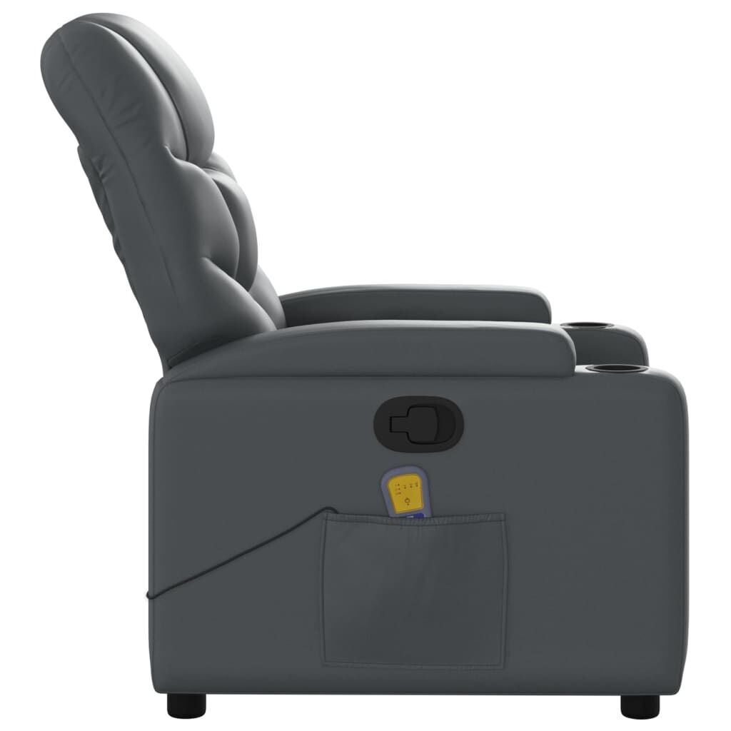 Massage Recliner Chair Grey Faux Leather Price