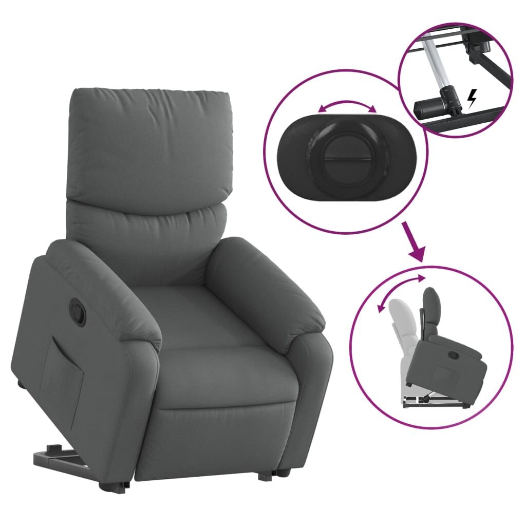 Stand up Recliner Chair Dark Grey Fabric Price