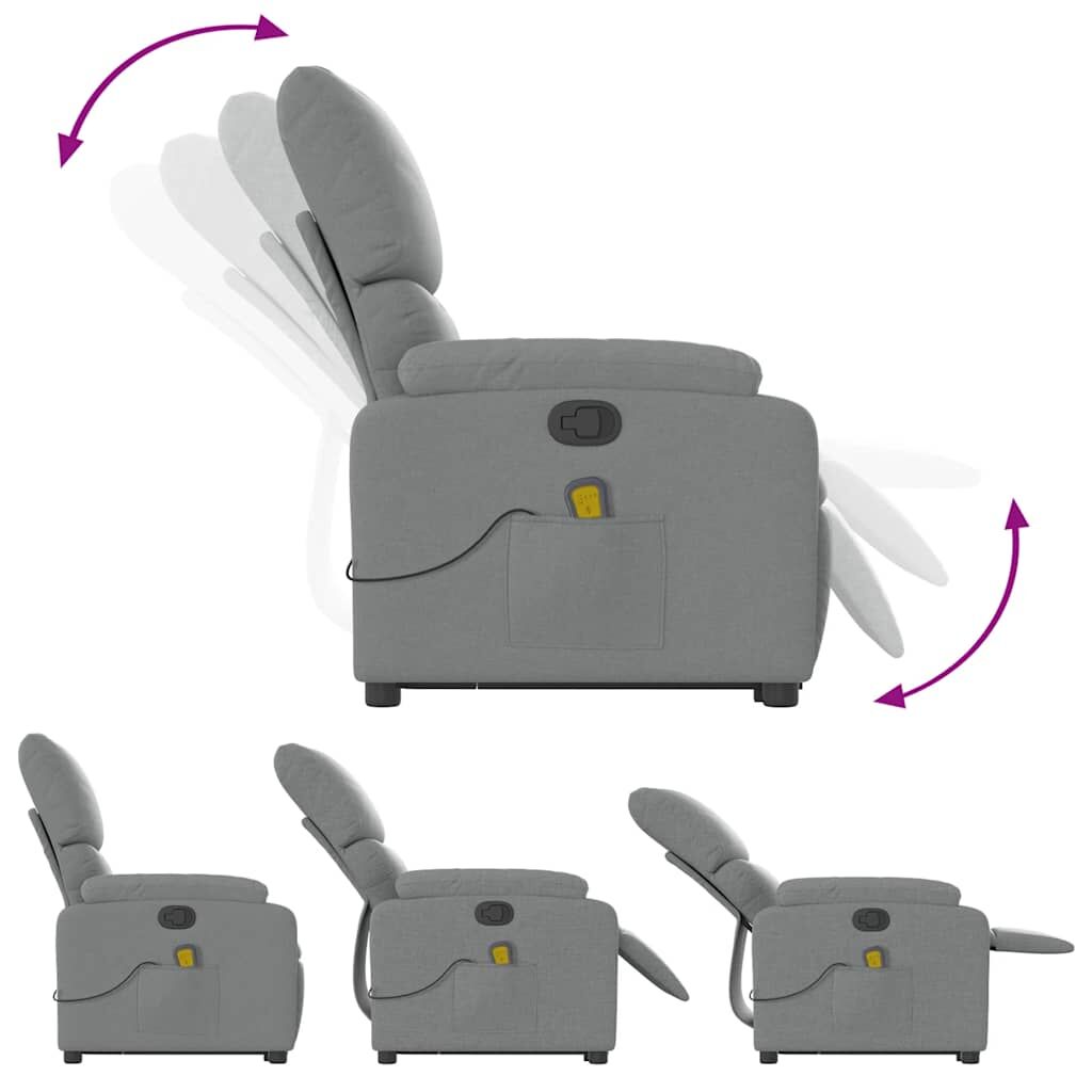 Stand up Massage Recliner Chair Light Grey Fabric Price