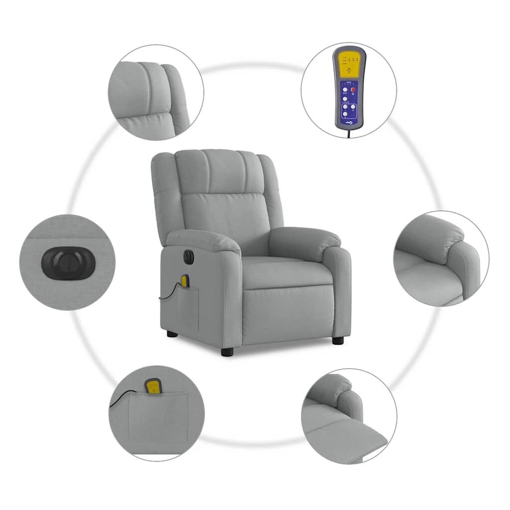 Electric Massage Recliner Chair Light Grey Fabric Price
