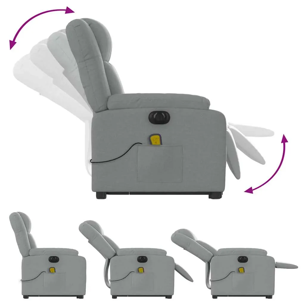 Electric Stand up Massage Recliner Chair Light Grey Fabric Price