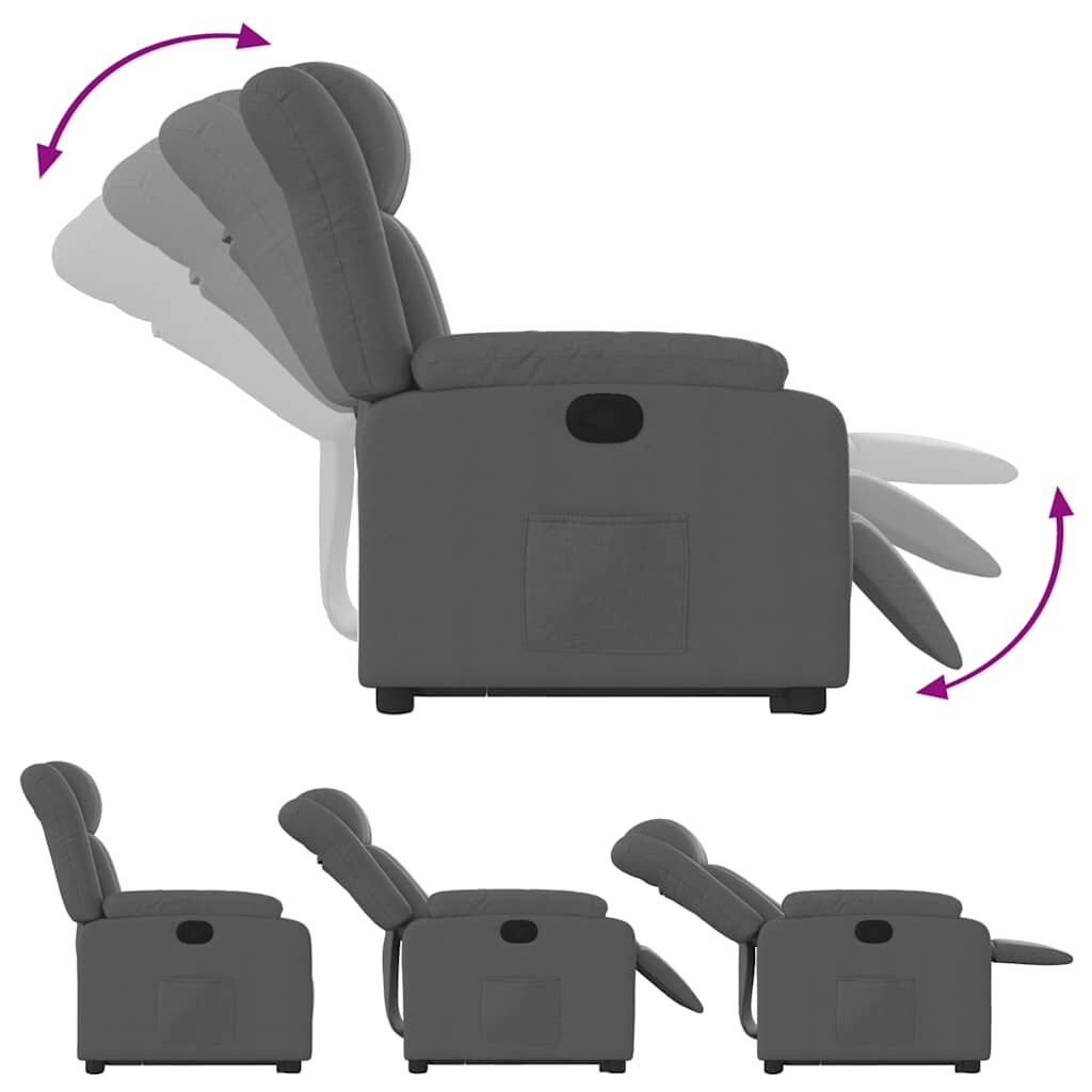Stand up Massage Recliner Chair Dark Grey Fabric Price