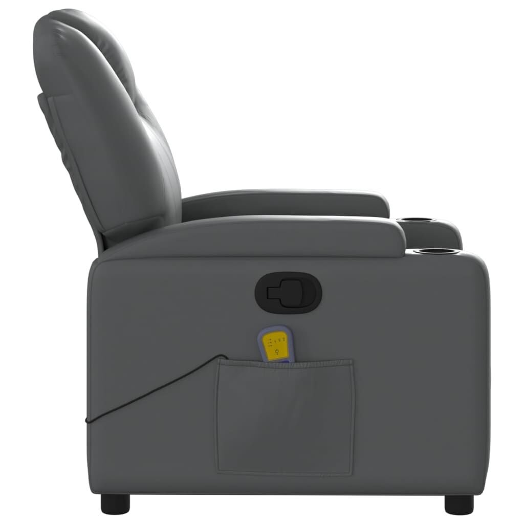 Massage Recliner Chair Grey Faux Leather Price