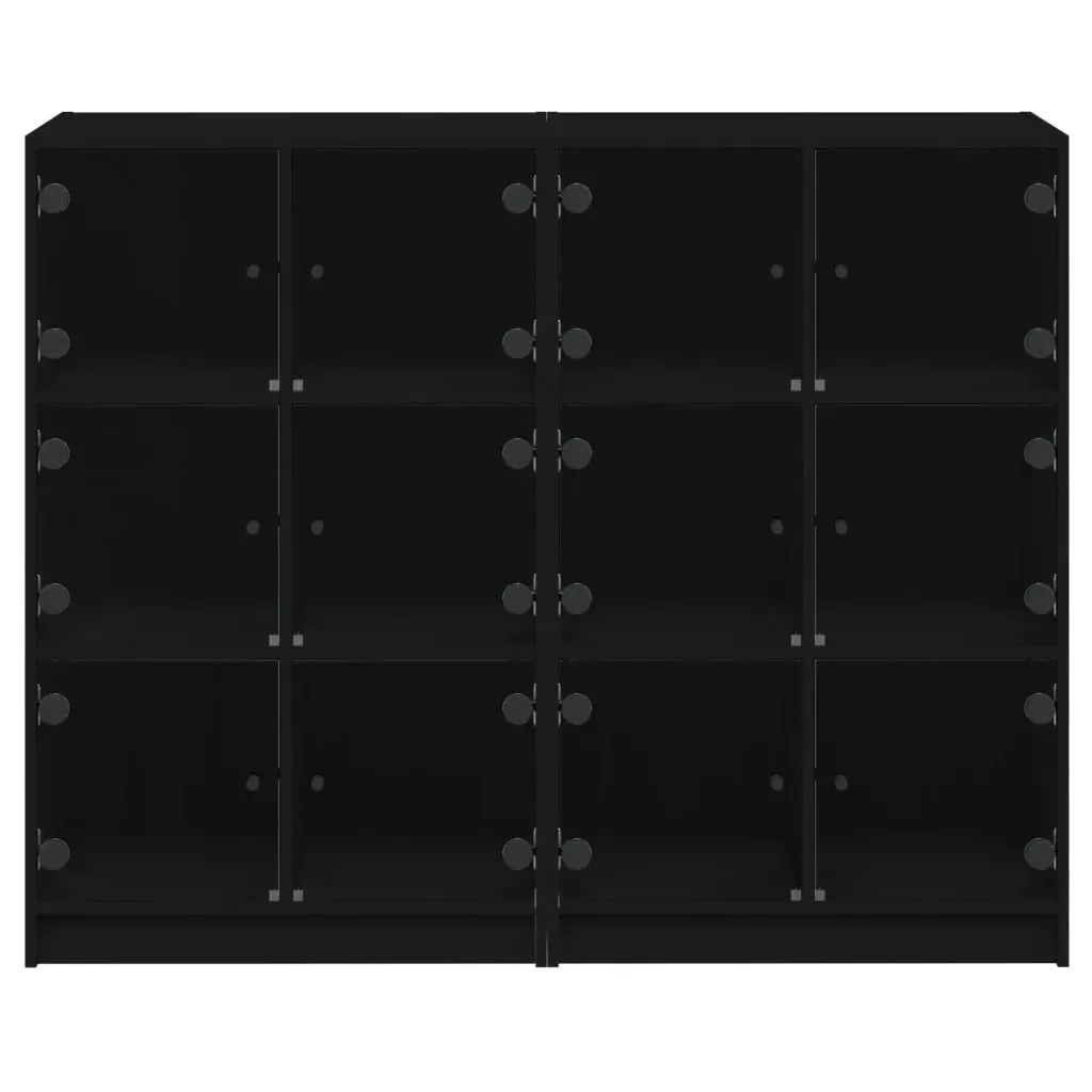 Bookcase with Doors Black 136x37x109 cm Engineered Wood Price