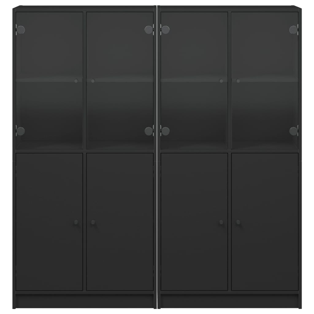 Bookcase with Doors Black 136x37x142 cm Engineered Wood Price