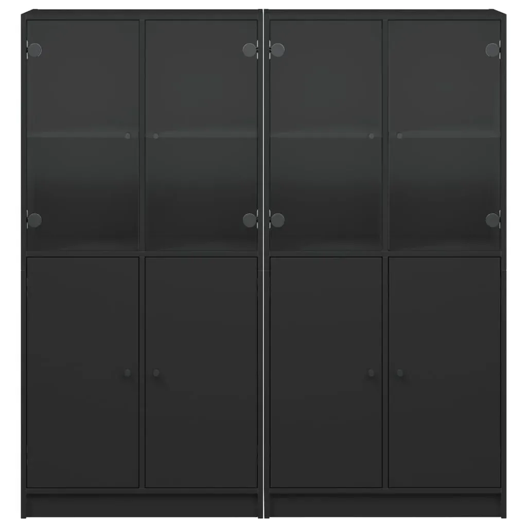 Bookcase with Doors Black 136x37x142 cm Engineered Wood Price