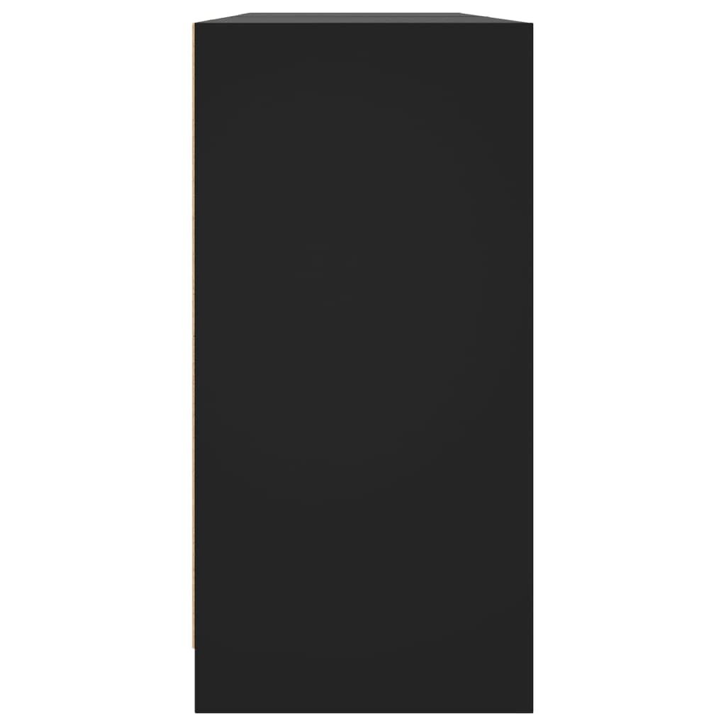 Bookcase with Doors Black 204x37x75 cm Engineered Wood Price