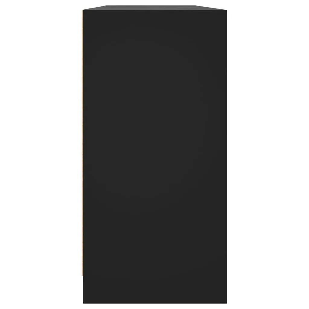 Bookcase with Doors Black 204x37x75 cm Engineered Wood Price
