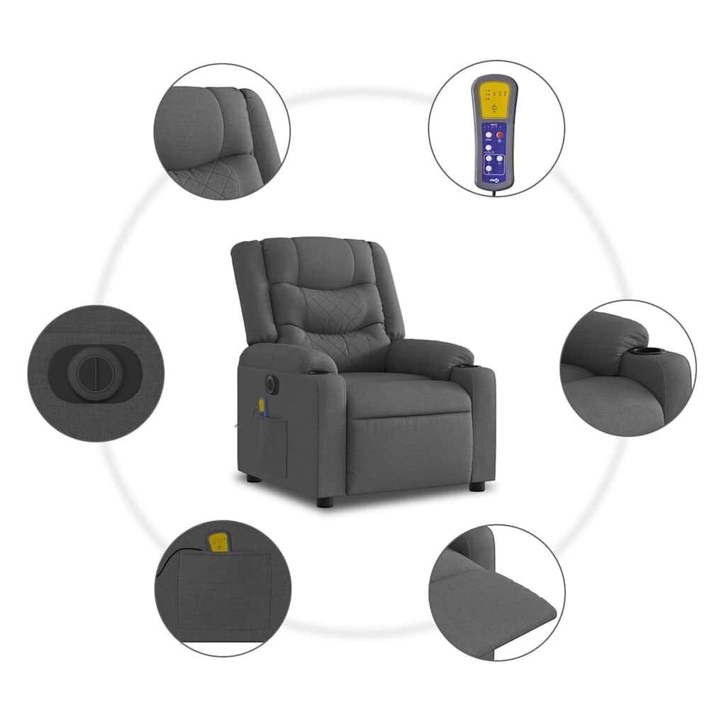 Electric Massage Recliner Chair Dark Grey Fabric Price
