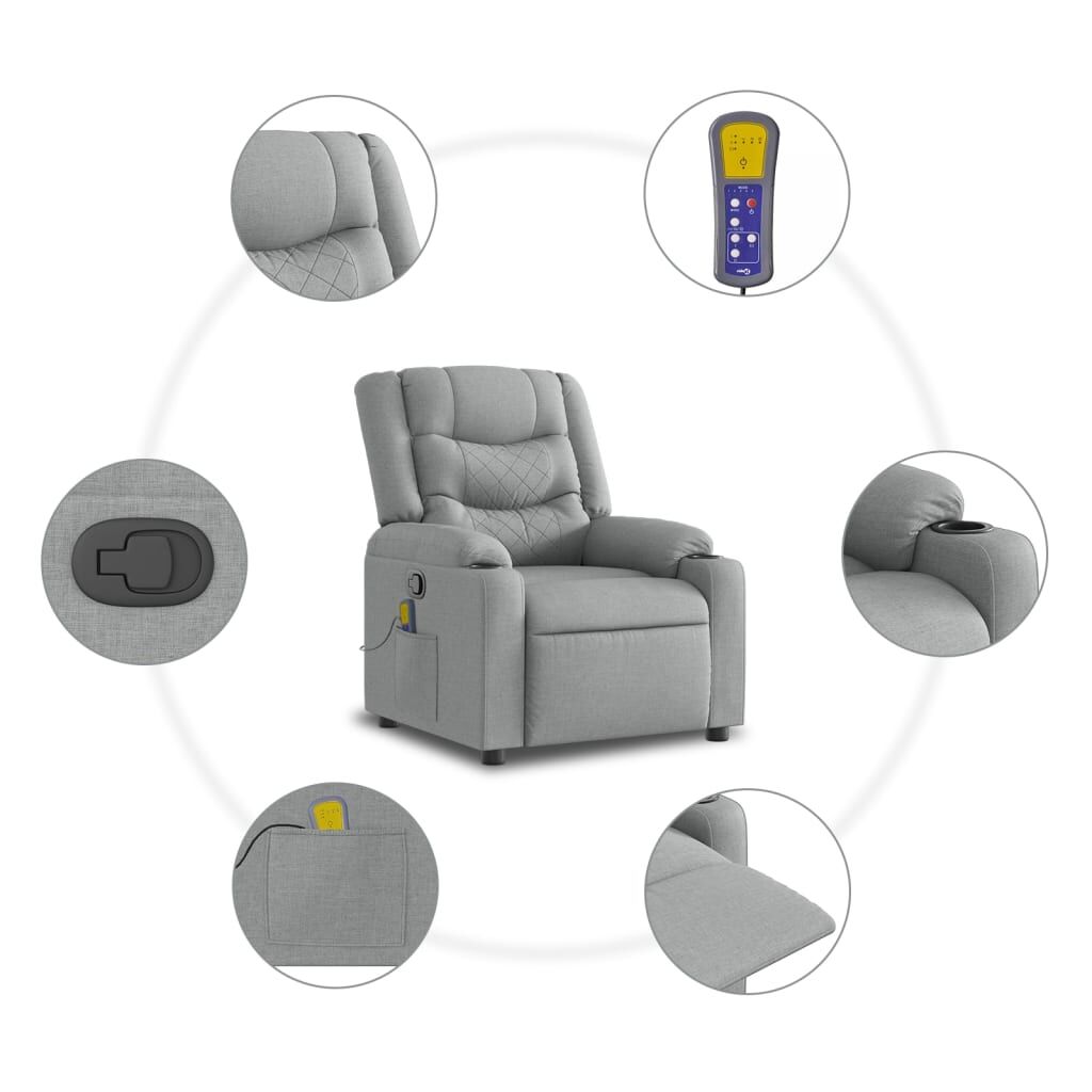 Stand up Massage Recliner Chair Light Grey Fabric Price