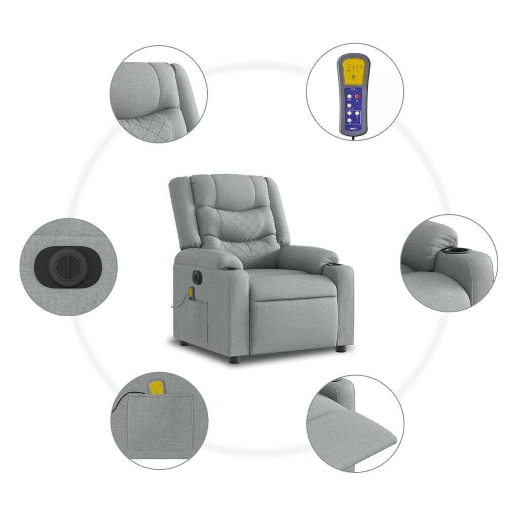 Electric Stand up Massage Recliner Chair Light Grey Fabric Price